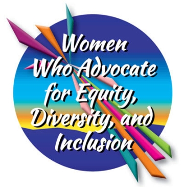 Women's History Month 2024 theme text logo - Women Who Advocate for Equity, Diversity, and Inclusion