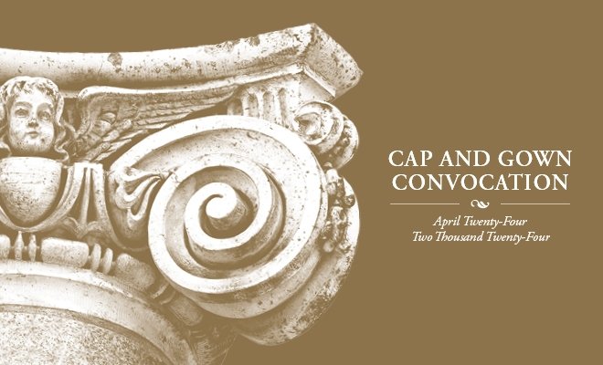 Cap and Gown Convocation Promotional Graphic