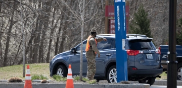 safety worker in parking lot