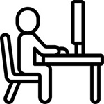 Student working at a desk icon