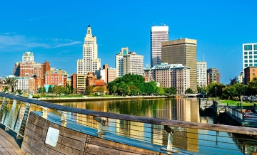 Providence skyline from the pedestrian bridge