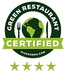 Certified four start green restaurant certification badge from dinegreen.com