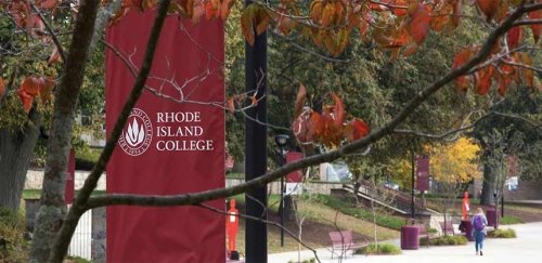 fall campus quad and banner