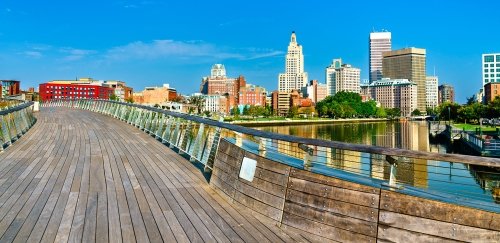 Providence Pedestrian Bridge and skyline