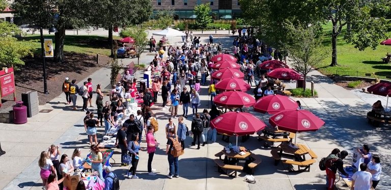 Rhode Island College Rhode Island College   1900x924px Student Activities Fair Drone Shot Of Crowded Quad3 